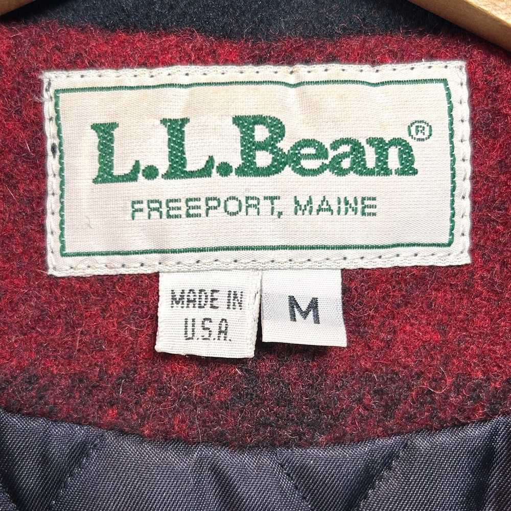 Vintage LL Bean Wool Coat Womens M Red Black Plai… - image 4