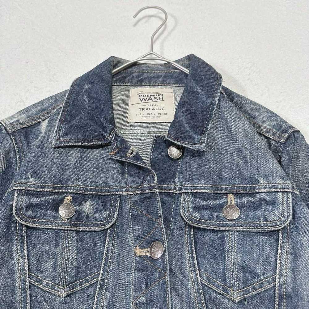 ☆Good Condition☆ ZARA Denim Jacket L Size with Di… - image 3