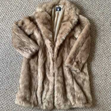 boohoo brown faux fur coat size 12 tall