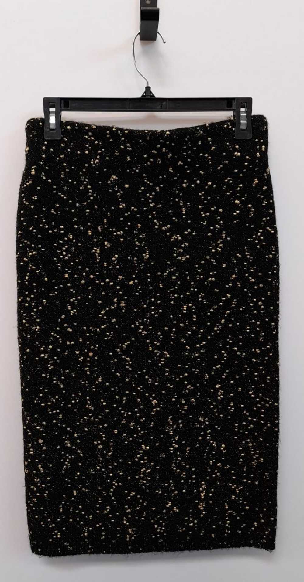 Ann Taylor Women's Pencil Black Gold PS Skirt - image 2