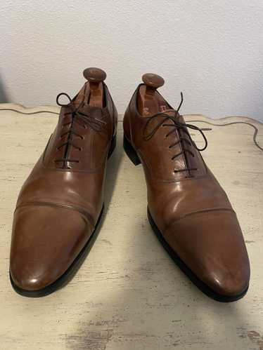 Santoni Leather Cap Toe Oxford