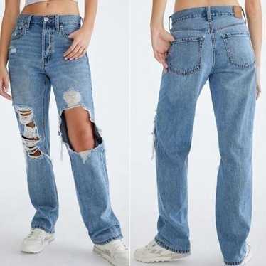 Aeropostale Medium Wash High Rise 90s Ripped Baggy