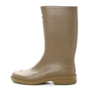 CHANEL Caoutchouk CC High Boots 42 Dark Beige