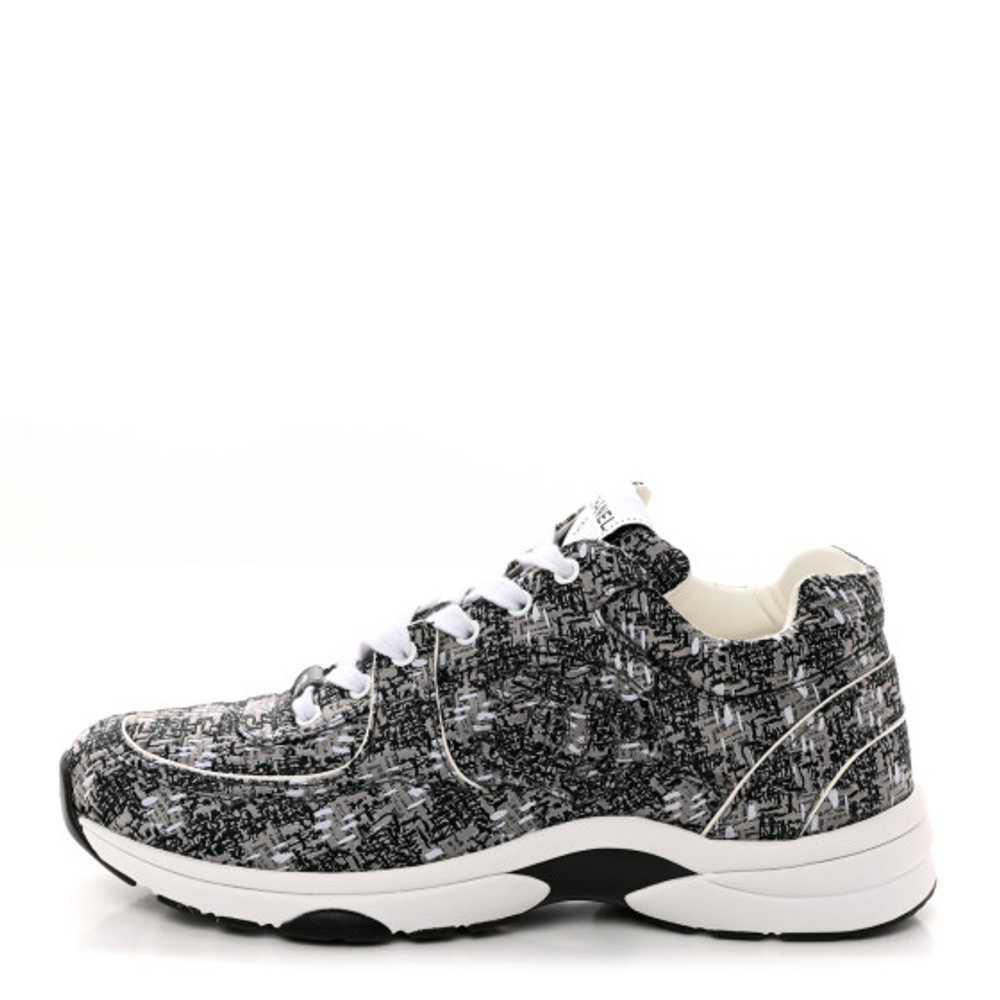 CHANEL Tweed CC Sneakers 40.5 Grey Black - image 1