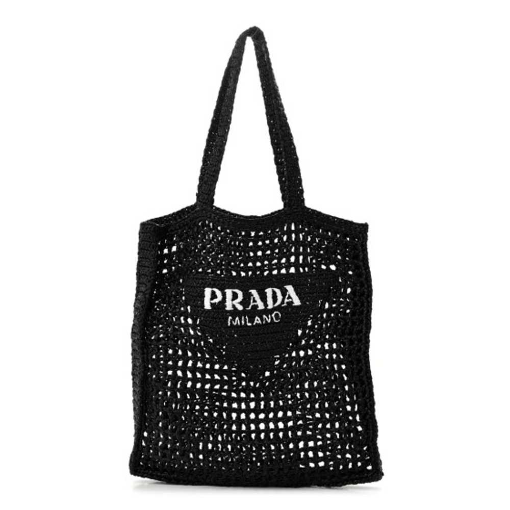 PRADA Yarn Raffia Effect Crochet Logo Embroidered… - image 1