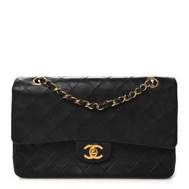 CHANEL Lambskin Quilted Medium Double Flap Black