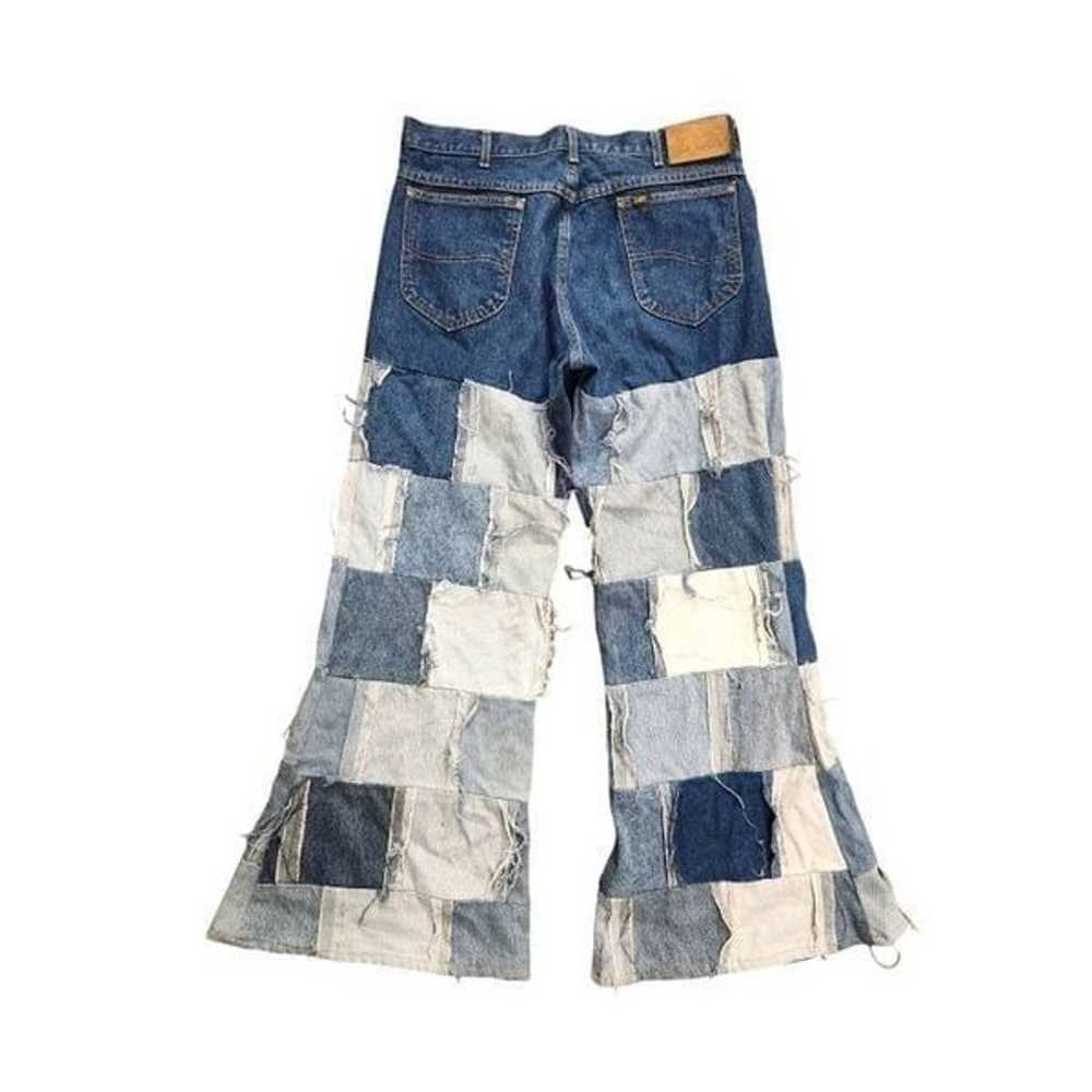 Vtg 80's Patchwork Lee Jeans FLARE unisex 34x30.5… - image 5