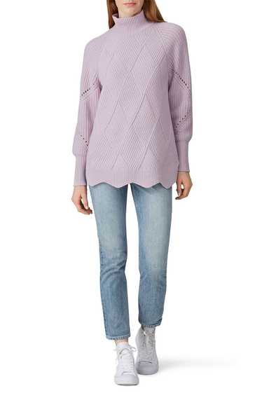 Rebecca Taylor Purple Basketweave Turtleneck