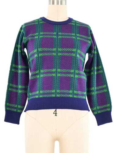 Yves Saint Laurent Plaid Cropped Sweater