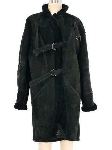 Yves Saint Laurent Black Suede Shearling Coat