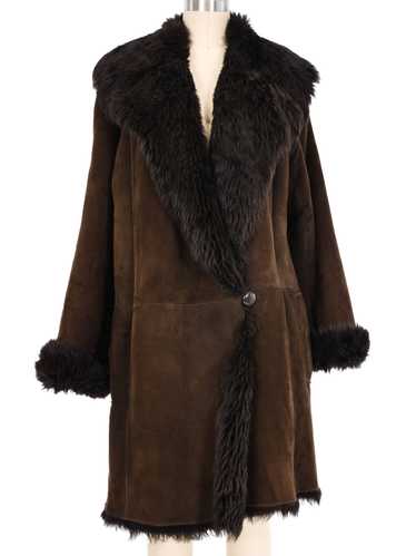 Yves Saint Laurent Brown Suede Shearling Coat