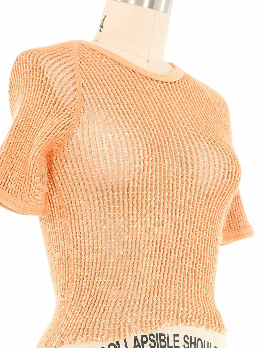 1970s Orange Cropped Czech Mesh Military Tee - image 2