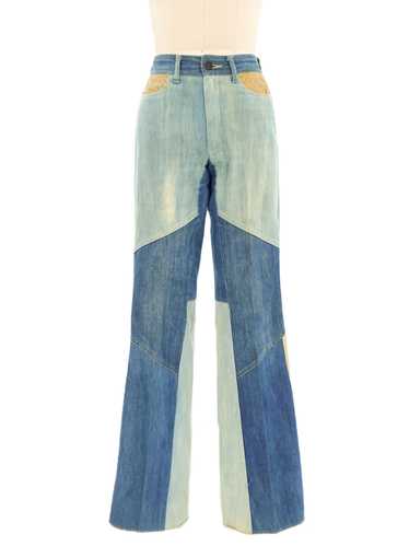 1970s Patchwork Denim and Suede Jeans