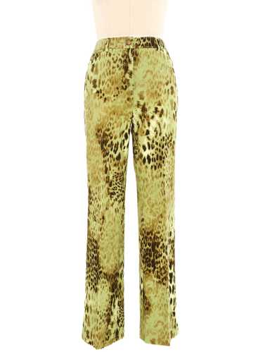 1980s Lime Leopard Print Pants