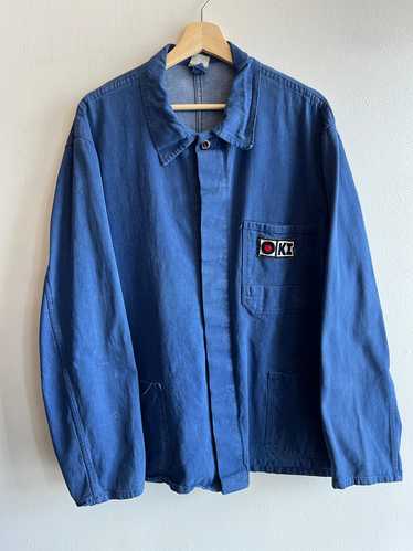 Vintage Authentic popular Denim Blue Chore Jacket Button Up Workwear Original Distressed Style Frenchwork Streetwear Japanese Brand Size Medium