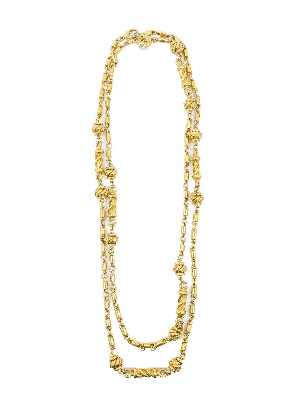 St. John Wrap Around Beaded Goldtone Necklace - image 3