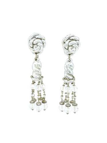 Silver Twisted Tassel Drop Earrings