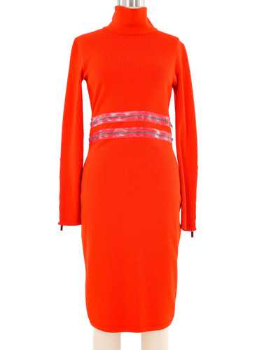 Blumarine Orange Zipper Accented Knit Bodycon Dres