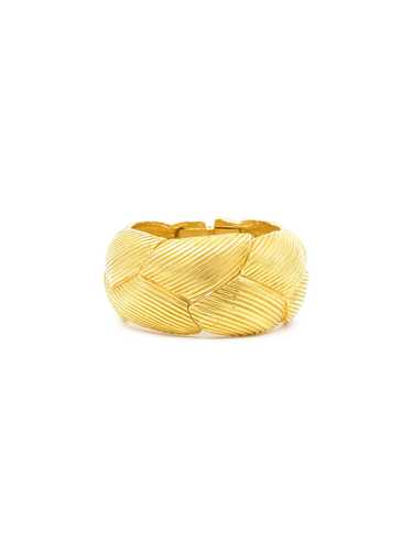 Carved Quilted Goldtone Clamper Bangle