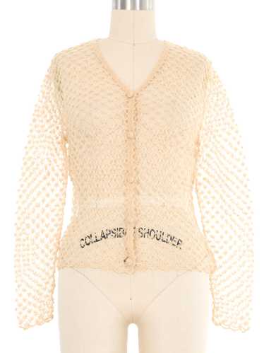 Nude Mohair Open Knit Cardigan