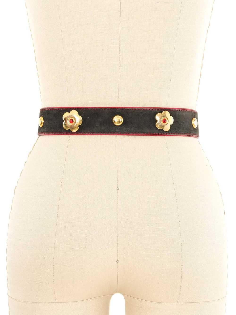 Escada Black Suede Studded Daisy Belt - image 2