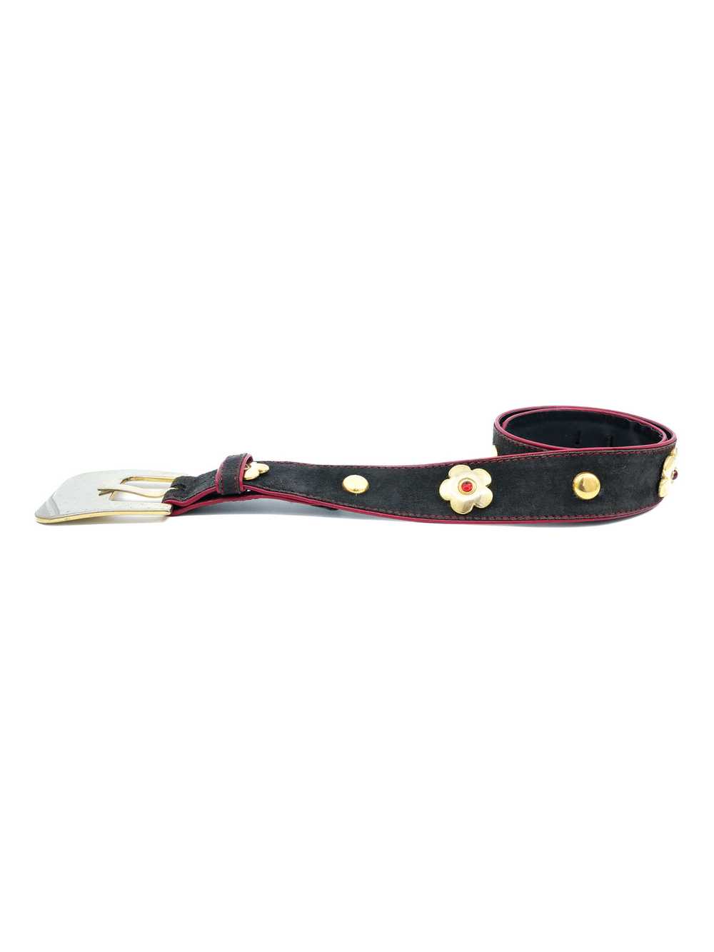 Escada Black Suede Studded Daisy Belt - image 3