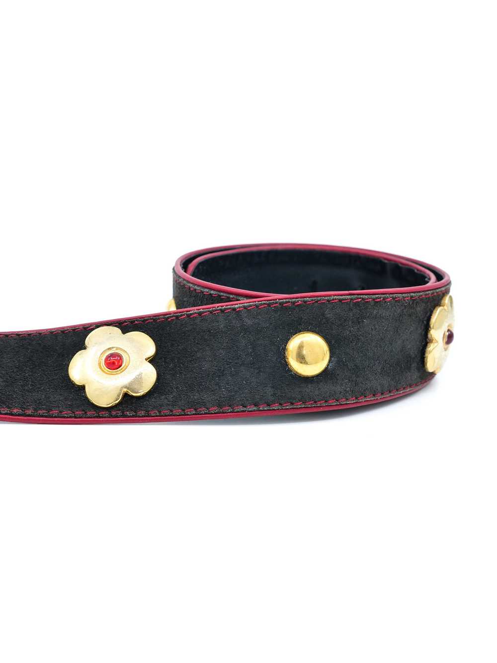 Escada Black Suede Studded Daisy Belt - image 4