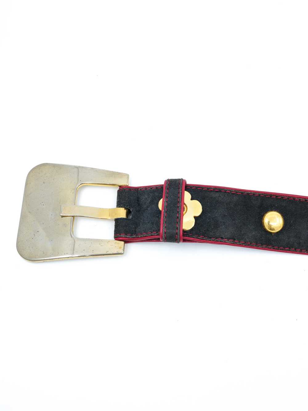 Escada Black Suede Studded Daisy Belt - image 5