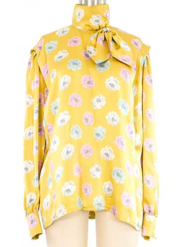 Escada Chartreuse Floral Blouse