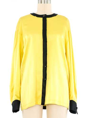 Escada Citron Yellow Silk Blouse