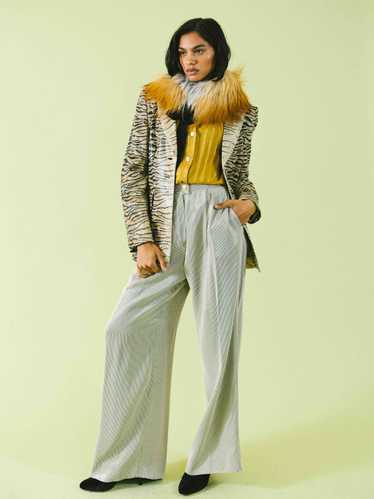 Escada Metallic Pinstripe Wide Leg Trousers