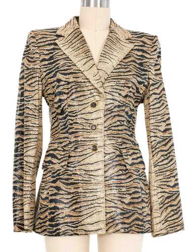 Escada Tiger Printed Leather Blazer