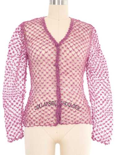 Lilac Mohair Open Knit Cardigan