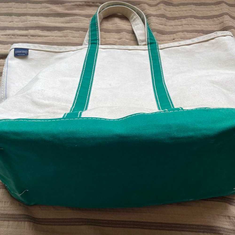 LANDS' END Vintage Tote Natural Green, Size L - image 6