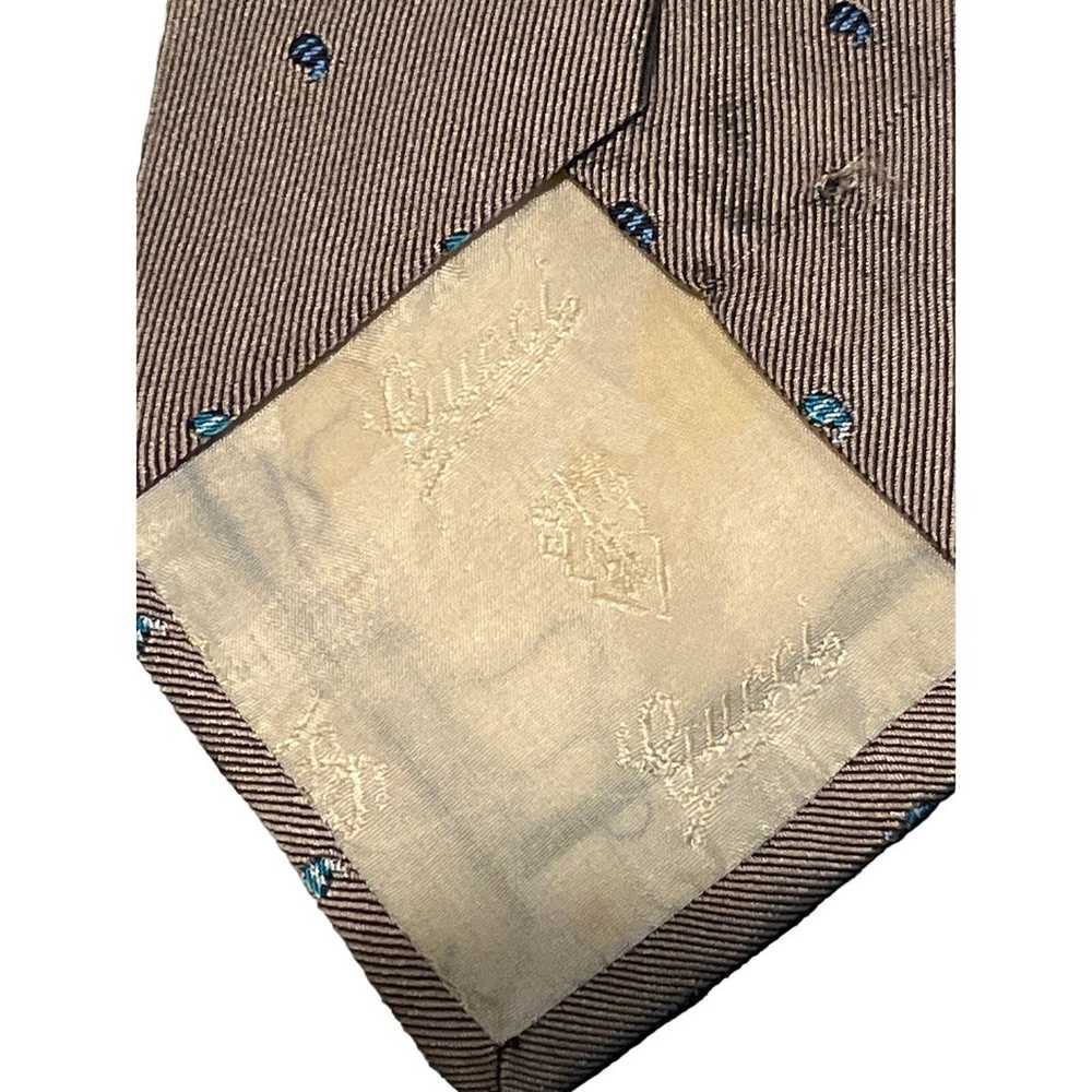 Gucci Vintage Tan and Blue Silk Tie - image 12