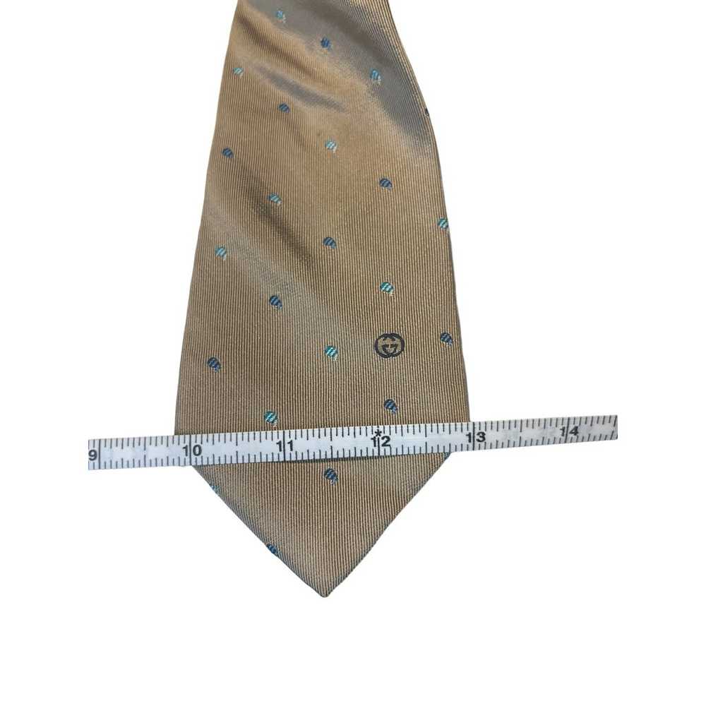 Gucci Vintage Tan and Blue Silk Tie - image 5