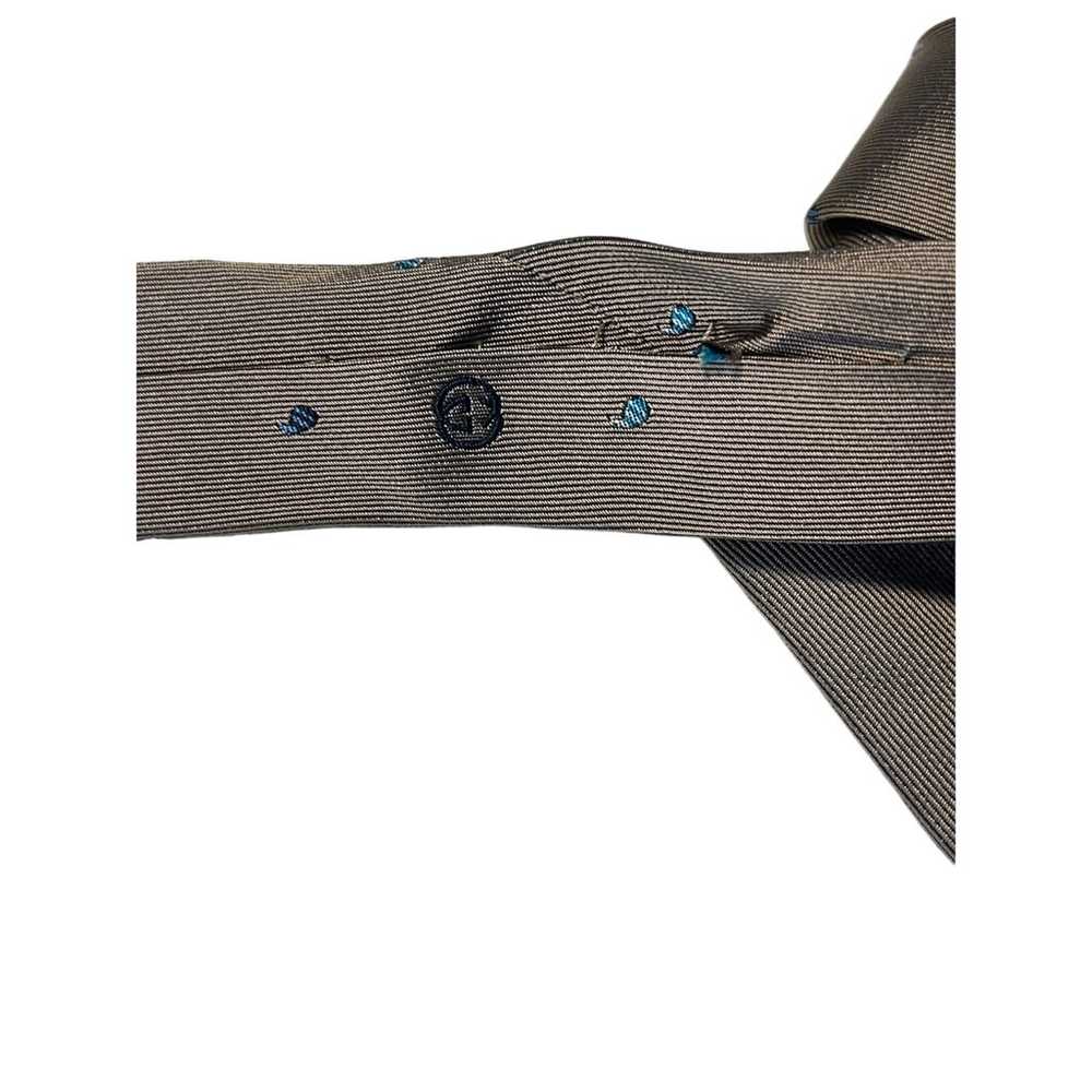 Gucci Vintage Tan and Blue Silk Tie - image 8