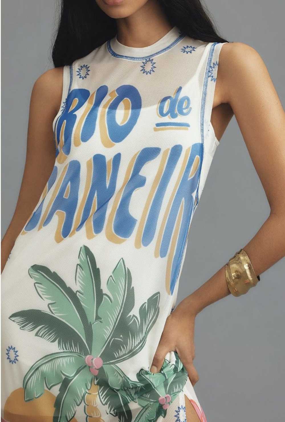 Farm Rio Farm Rio Sleeveless Graphic Mesh Dress, … - image 2