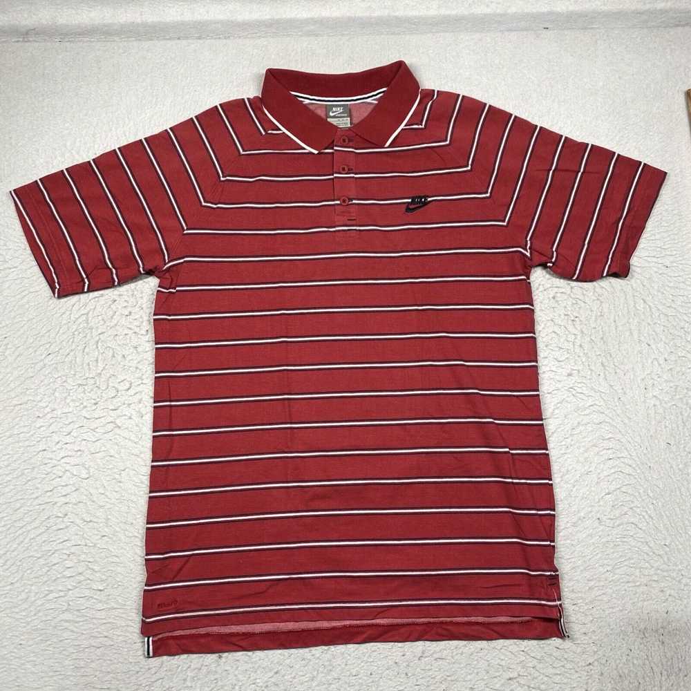 Nike Nike Polo Shirt Mens Large Red Striped Short… - image 1