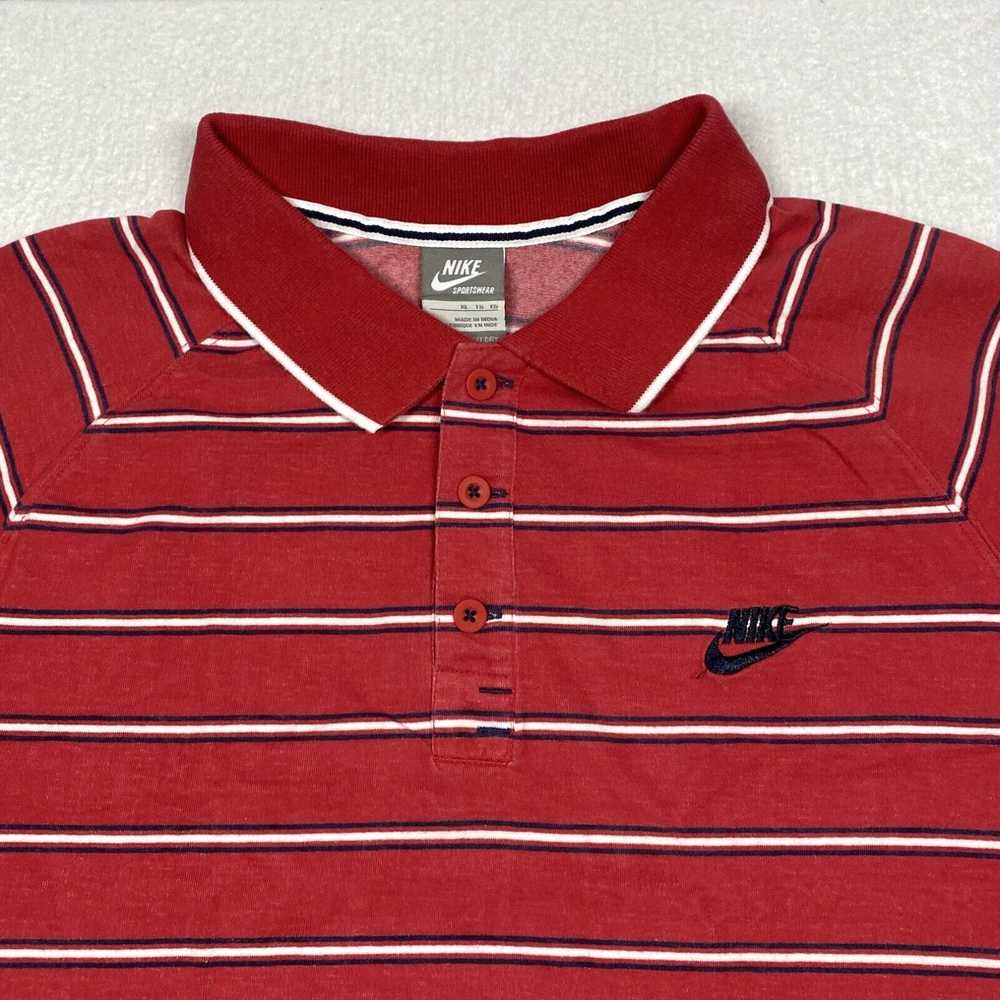 Nike Nike Polo Shirt Mens Large Red Striped Short… - image 2