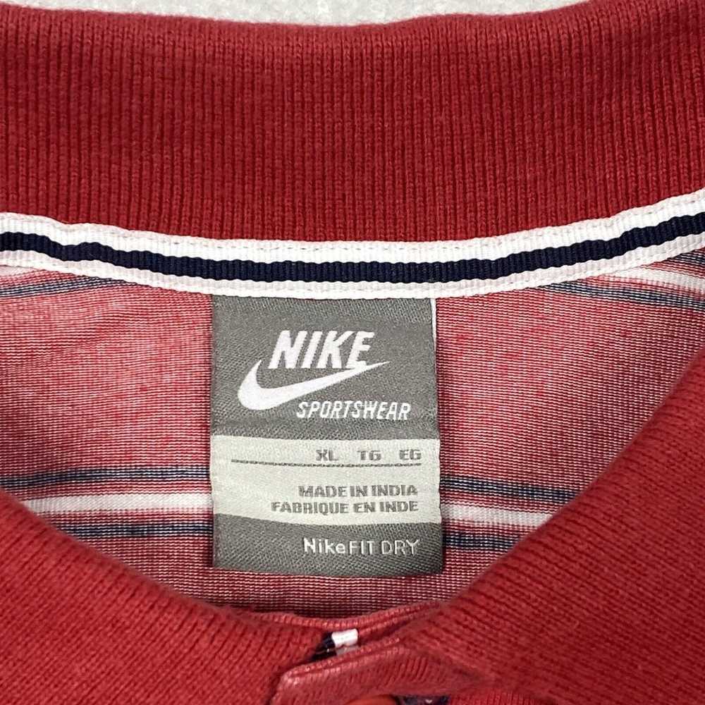 Nike Nike Polo Shirt Mens Large Red Striped Short… - image 3