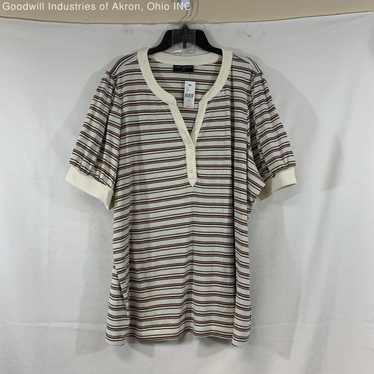 NWT Lane Bryant Ivory Striped Women's Short Sleev… - image 1