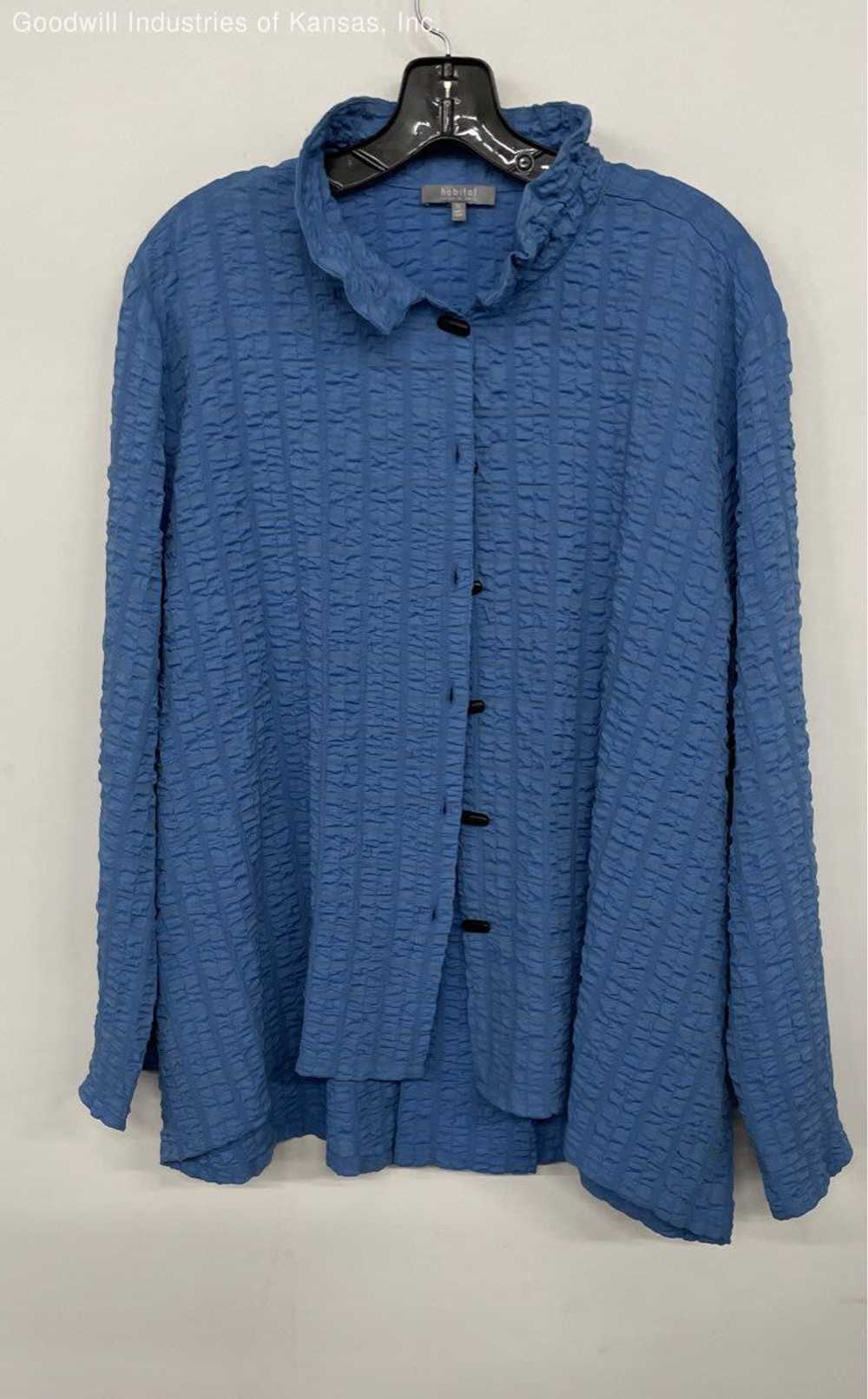 Habitat Blue Textured Button Down Long Sleeve - S… - image 1