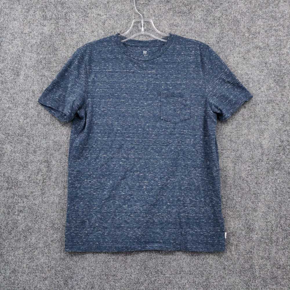 Gap Solid Blue Crew Neck Regular Fit Pocket Casua… - image 1