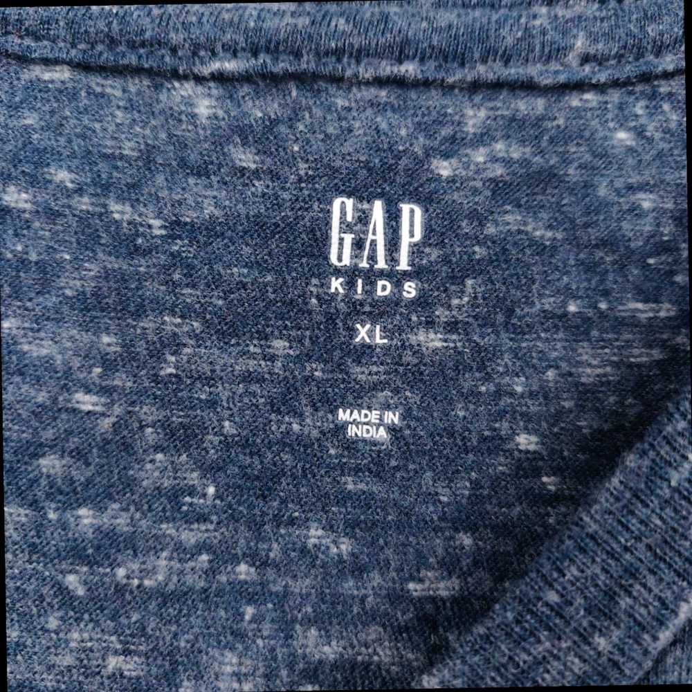 Gap Solid Blue Crew Neck Regular Fit Pocket Casua… - image 3