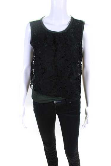 Elie Tahari Womens Floral Lace Jersey Crew Neck Ta