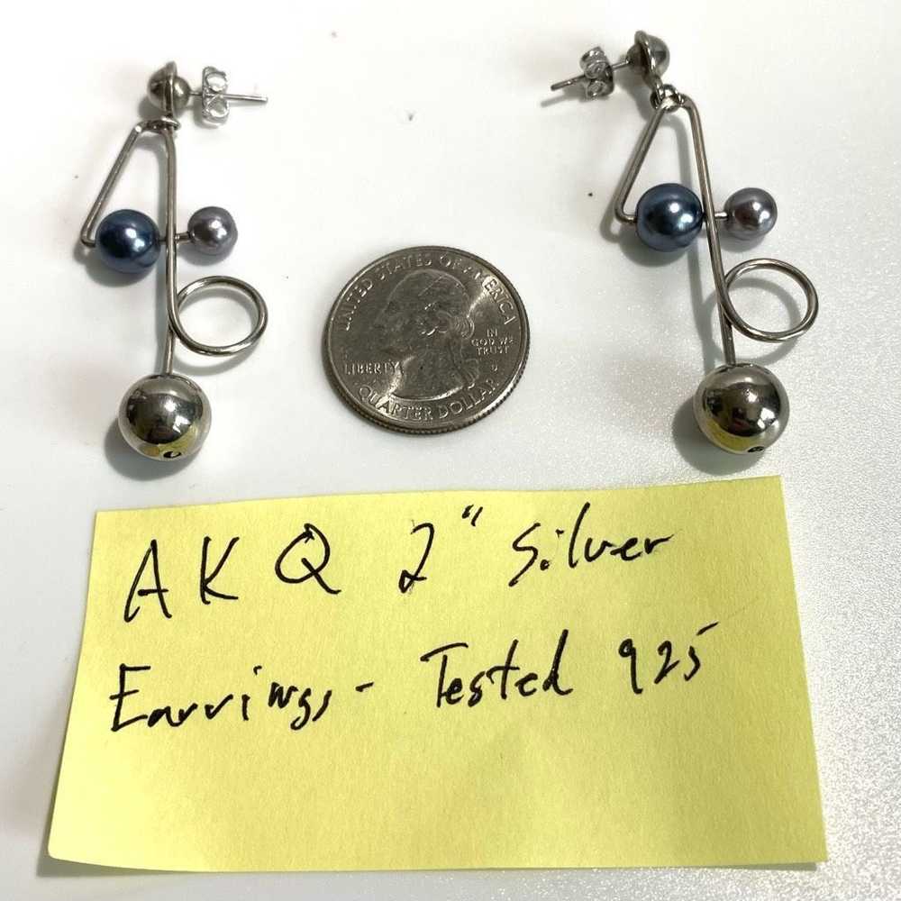 Sterling Silver AKQ Sterling Silver 2” Stud Dangl… - image 5