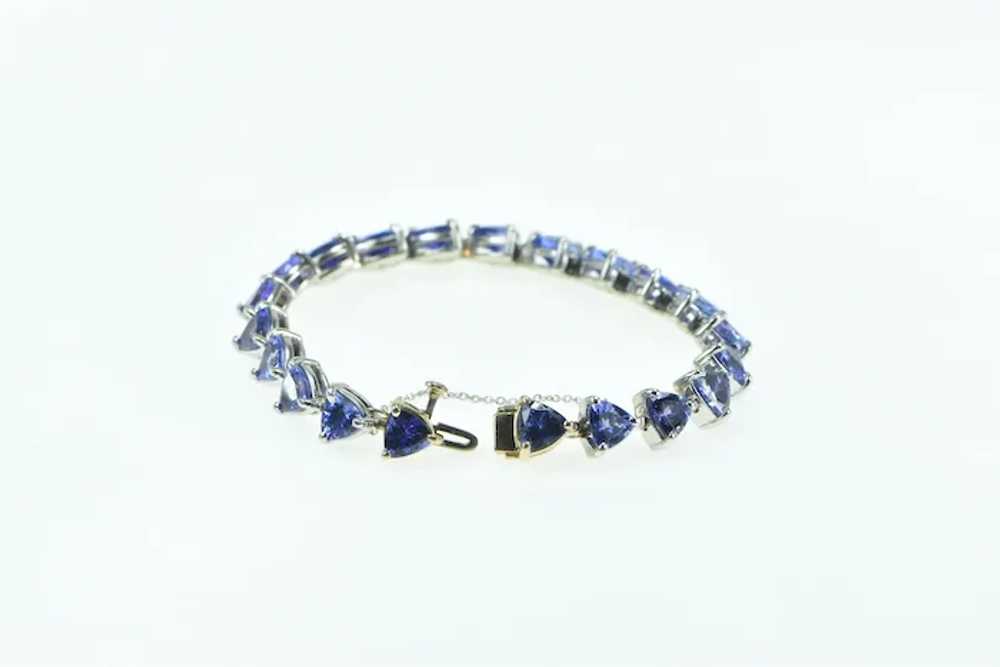 Sterling Silver Trillion Tanzanite Tennis 14K Gol… - image 2