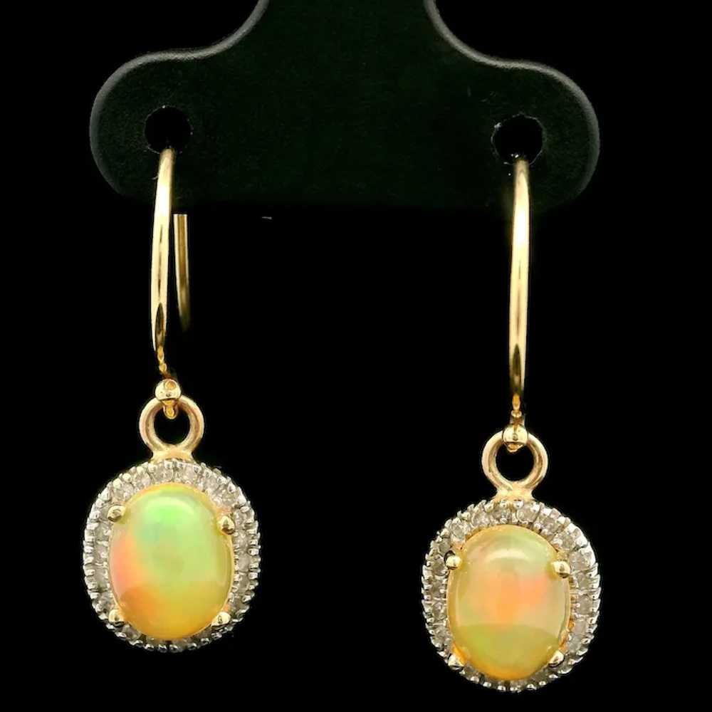 Estate 14k Yellow Gold Ethiopian Opal Diamond Hal… - image 2