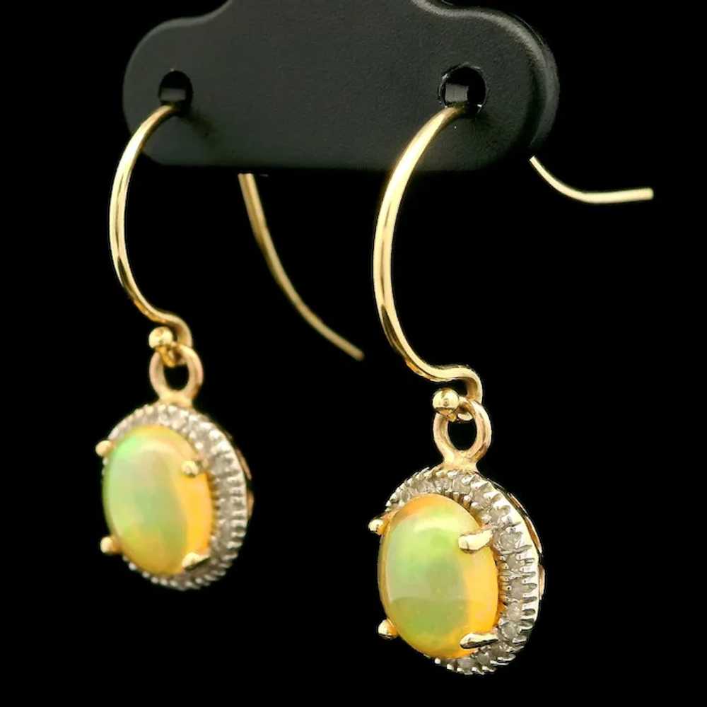 Estate 14k Yellow Gold Ethiopian Opal Diamond Hal… - image 6